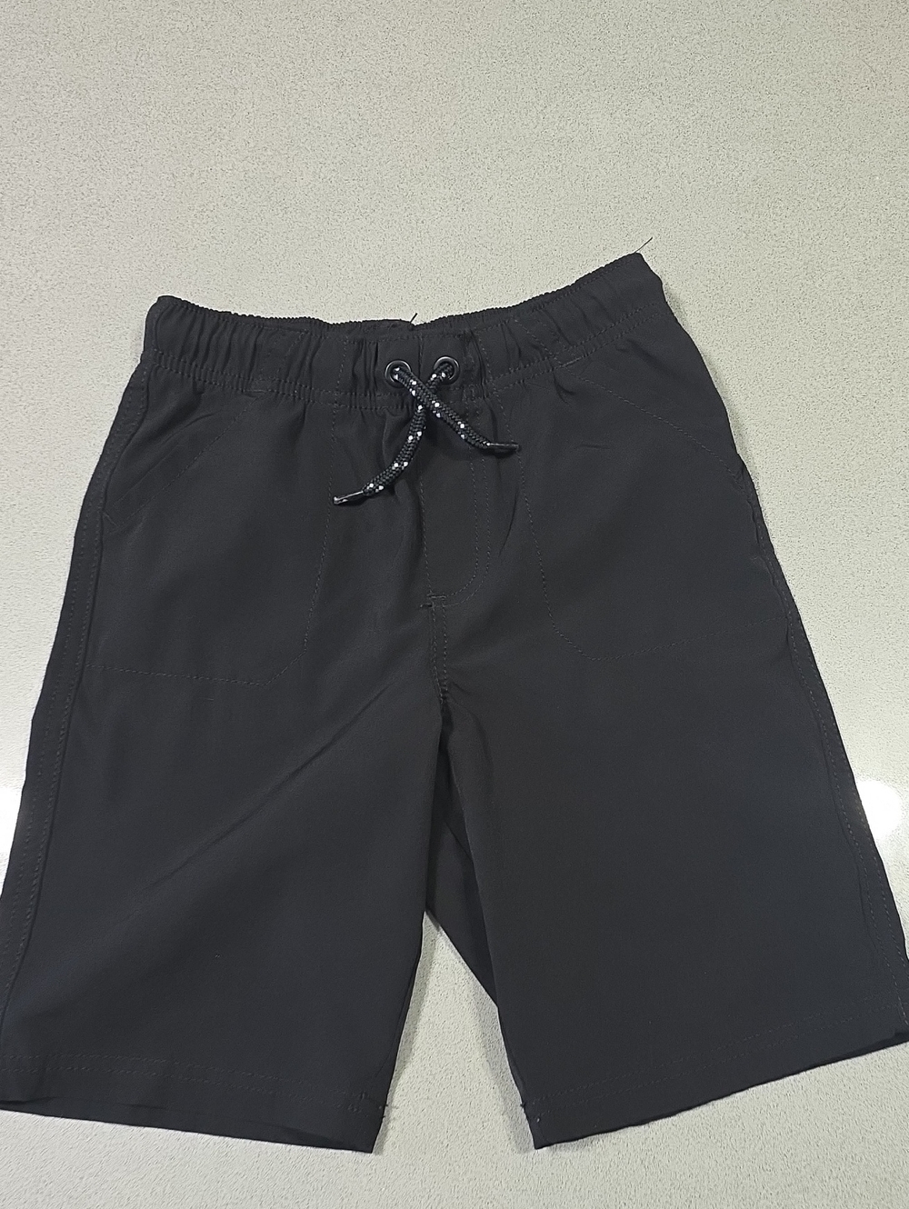 Boy's Black Elastic Waist Drawstring Shorts